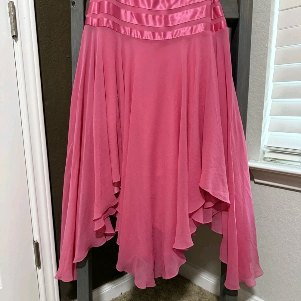 BCBGMaxAzria Pink Silk Drop Waist Dress - Picture 3 of 11